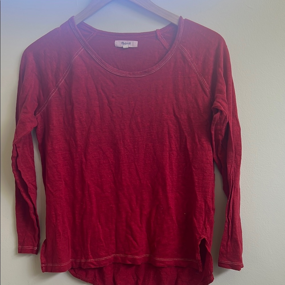 Madewell Red 3/4 Sleeve Relaxed T-Shirt